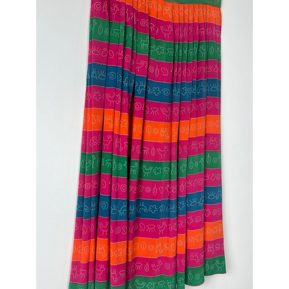 Vintage Midi Length Colorful‎ Novelty Pleated Button Front Skirt - Picture 4 of 6